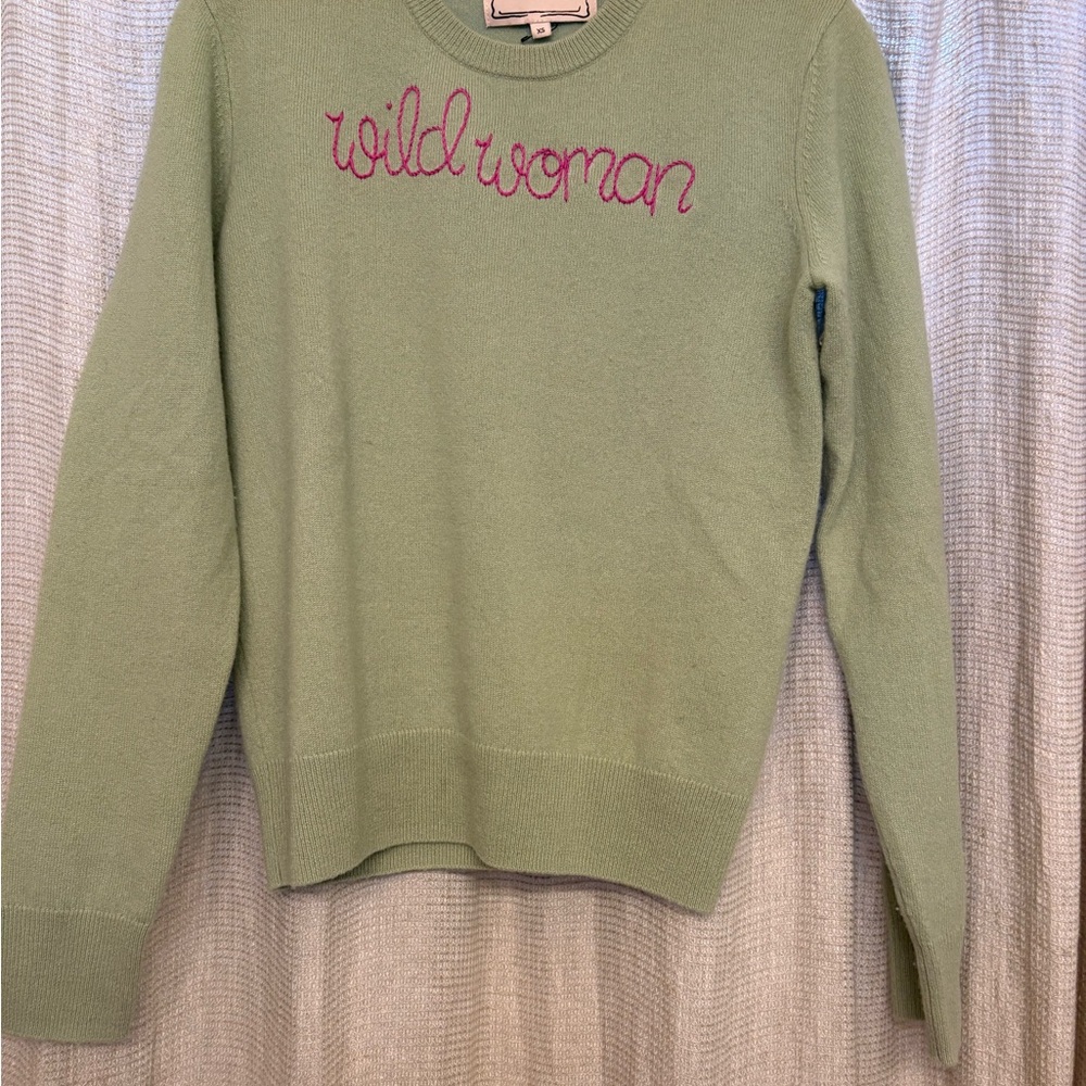 Wild Woman Sage Green Cashmere Crew Neck Sweater - Picture 7 of 7